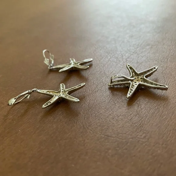 Sterling Silver 925 and crystal starfish pendant and drop earrings- boutique - Picture 7 of 16